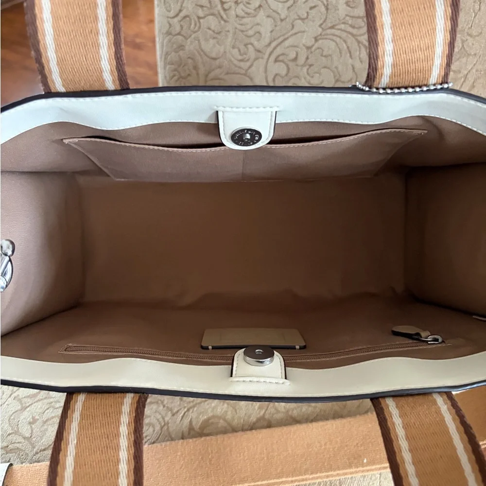 Coach Cream and Brown Logo Tote - Picture 5 of 9
